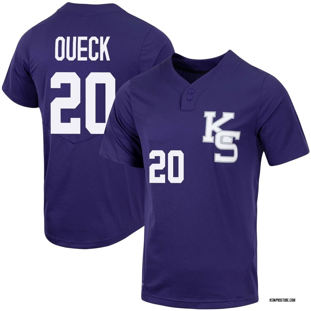 Men's Carson Queck Kansas State Wildcats Replica Full-Button Baseball Jersey - Purple