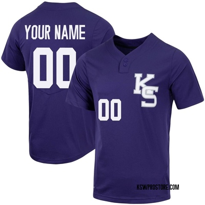 Men's Custom Kansas State Wildcats Replica Full-Button Baseball Jersey - Purple