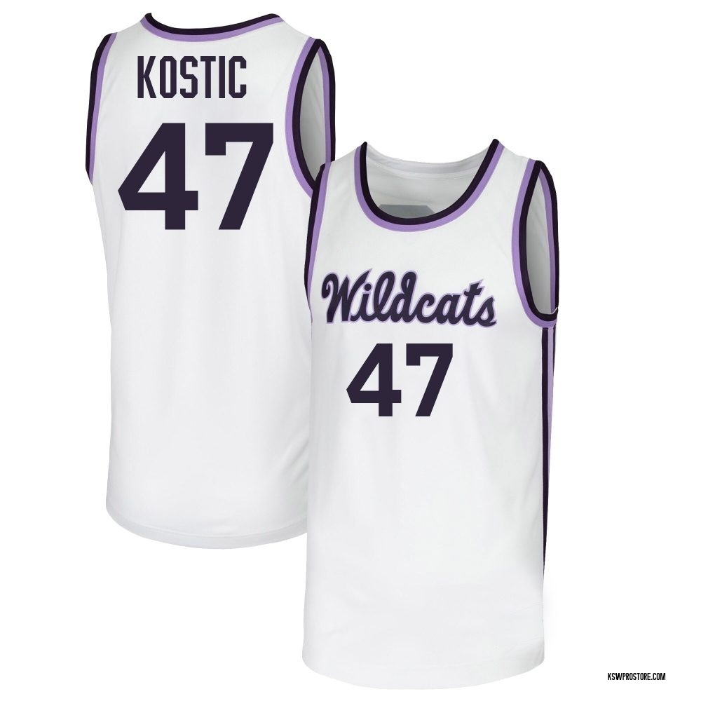 Youth Andrej Kostic Kansas State Wildcats Replica Basketball Jersey - White