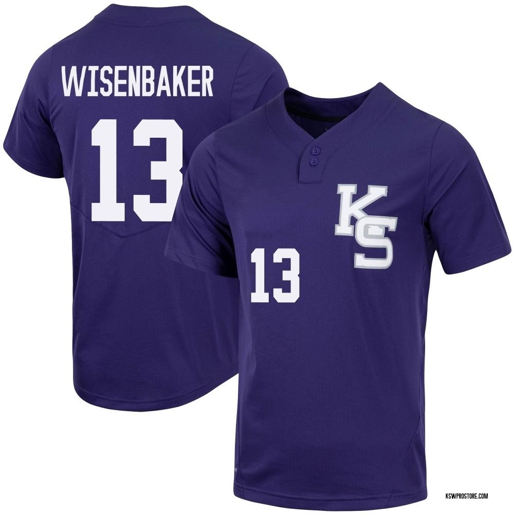 Youth Cole Wisenbaker Kansas State Wildcats Replica Full-Button Baseball Jersey - Purple