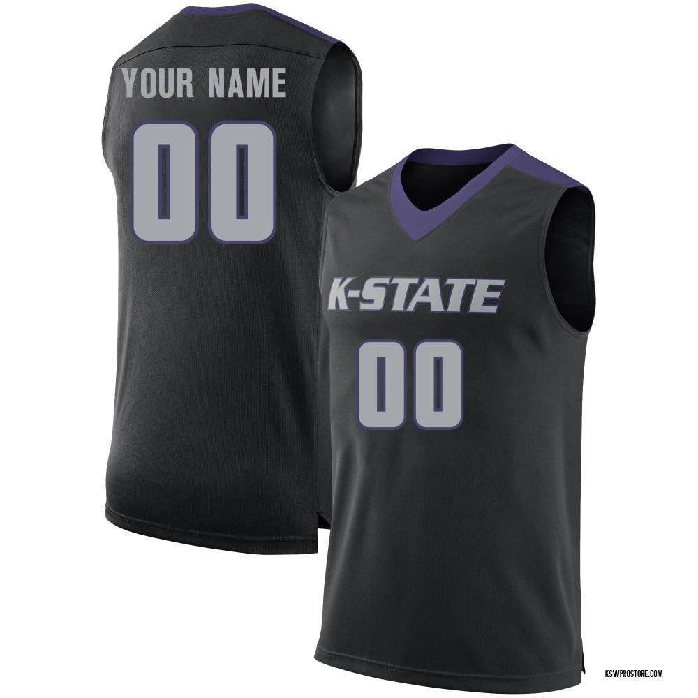 Youth Custom Kansas State Wildcats Replica Basketball Jersey - Black