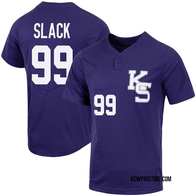 Youth JJ Slack Kansas State Wildcats Replica Full-Button Baseball Jersey - Purple